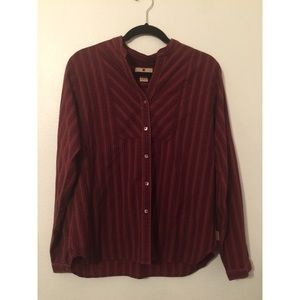 WOOLRICH size L button up shirt dark red striped